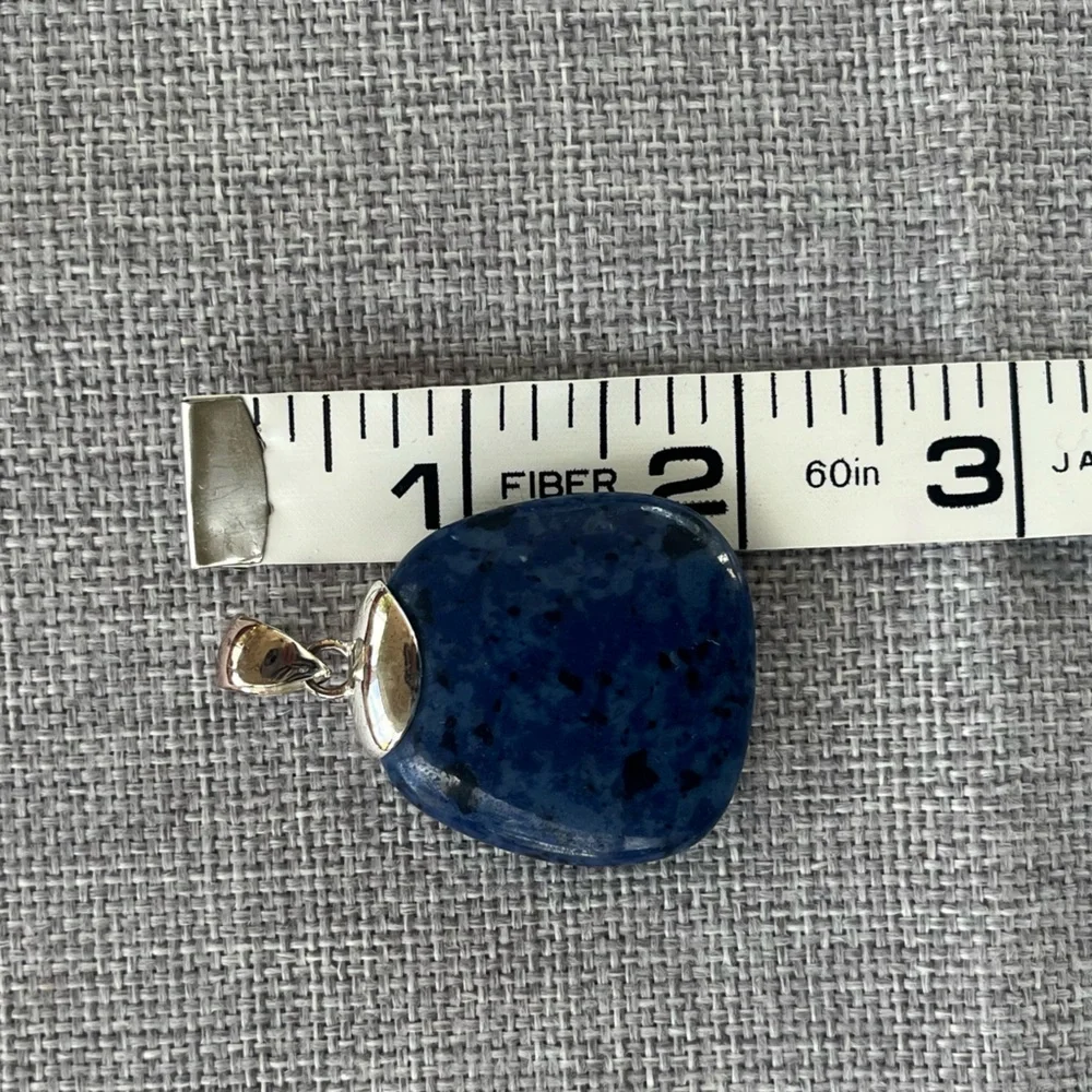 Blue and Black Composite Stone Pendant with 925 Sterling Silver Bail